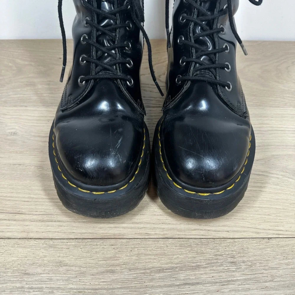 Dr. Martens Jadon Boots Men 7 Women 8 Black Patent Leather Platform Combat